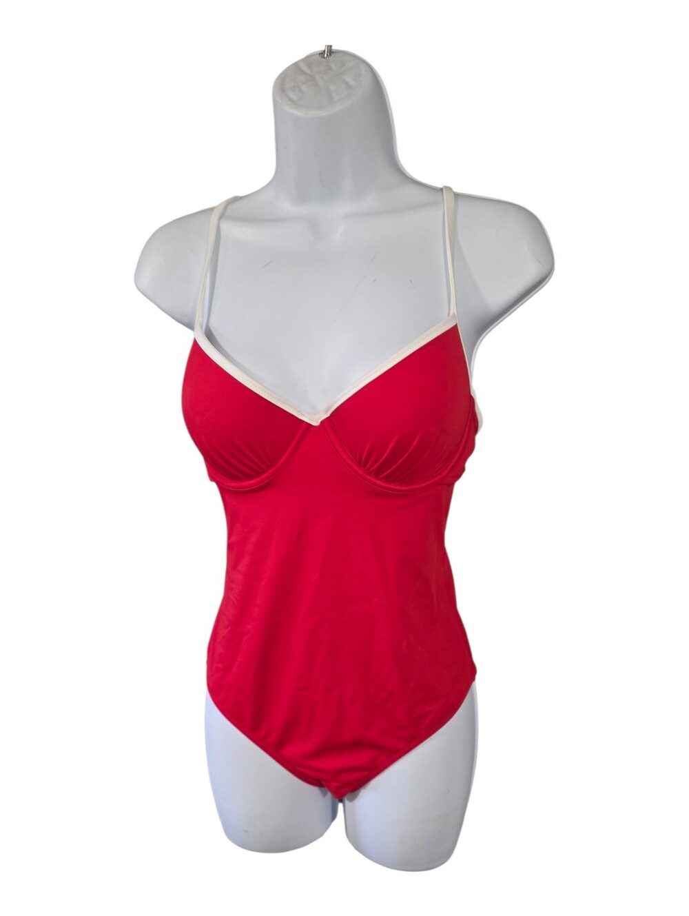 Shade & Shore Red Underwire One-Piece Swimsuit - 34C/ Small - Picture 3 of 4